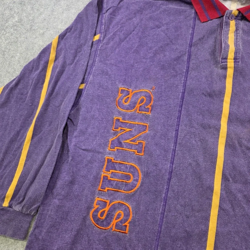 Vintage Phoenix Suns Shirt Mens Large Purple NBA Basketball Long Sleeve Polo 90s